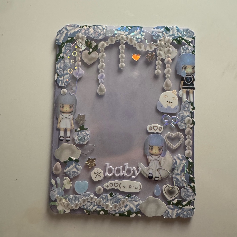 Decorative Baby photocard protecter deco with Blue and White Accents